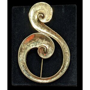 Vintage Givenchy Modern Abstract Swirl Music Symbol Brooch